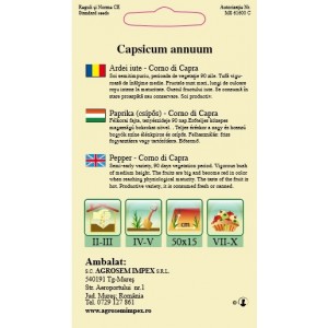 Seminte de ardei iute Corno di Capra, 0,5 grame, Agrosem