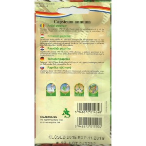 Seminte de ardei gras romanesc Barbara, 0,8 grame, PG-2, Agrosel