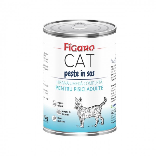 Hrana umeda pentru pisici Figarro Cat cu peste in sos, 415 grame, Biotur