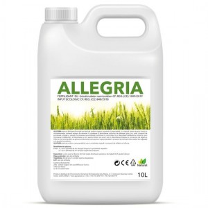 Pachet promotional Allegria, Ingrasamant foliar lichid, Fertilizant EC/EU cu microelemente si acizi humici pentru cereale paioase (grau, orz, triticale, orzoaica, ovaz, secara), 20 litri, 9 bidoane + 1 bidon GRATIS