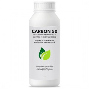 CARBON 50, Fertilizant nemicrobian ecologic cu acizi humici și fulvici și materie organică, pentru toate culturile vegetale, 1 litru