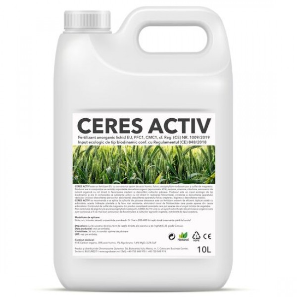 CERES ACTIV, Fertilizant anorganic lichid cu sulf și magneziu special pentru grâu, orz, triticale, orzoaică de primăvară, secară, bidon 10 litri