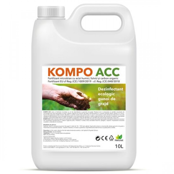 KOMPO ACC, Fertilizant EU cf Reg CE 1009/2019, Dezinfectant ecologic gunoi de grajd cf Reg CE 848/2018, 10 litri