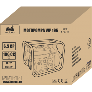 Motopompa, model WP 196 EPTO, putere 6,5 CP, diametru 3 inch, Evotools, 679718