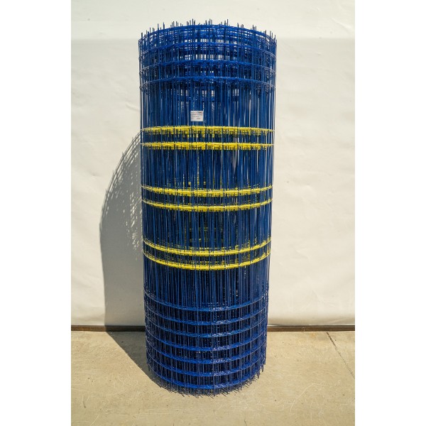 Plasa din fibra de sticla, model bordurat, tip Toprebar Mesh,  culoare albastru-galben,grosime 3 mm, inaltime 170 cm, lungime 10 metri