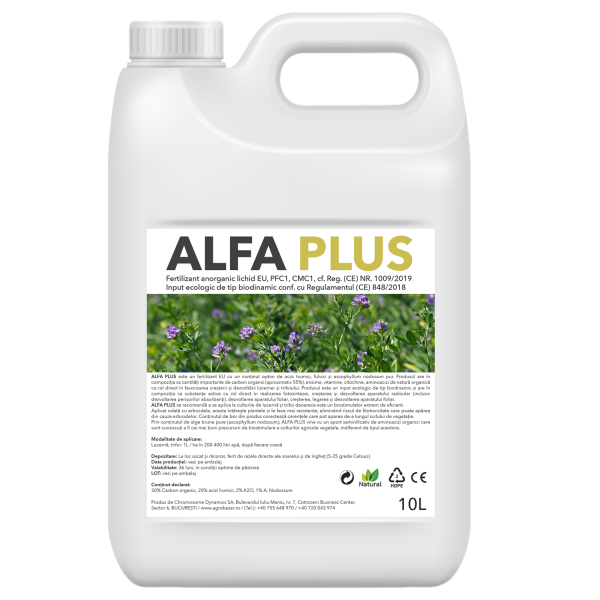 Alfa Plus, fertilizant anorganic lichid special pentru culturile de lucerna și trifoi, 10 litri, SemPlus