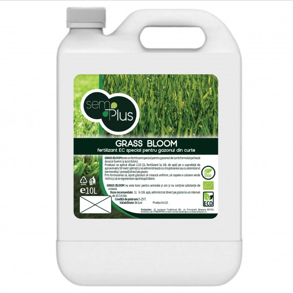 Fertilizant EC special pentru gazonul din curte, Grass Bloom, 10 litri, SemPlus