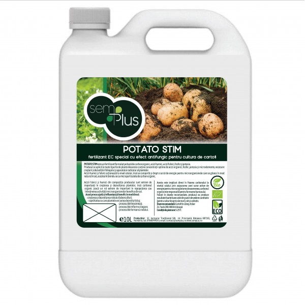 Biostimulator organic lichid cu efect antifungic pentru cultura de cartofi, Potato Stim, 10 litri, SemPlus
