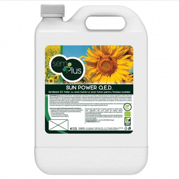 Biostimulator organic lichid pentru floarea soarelui, Sun Power Q.E.D., 10 litri, SemPlus